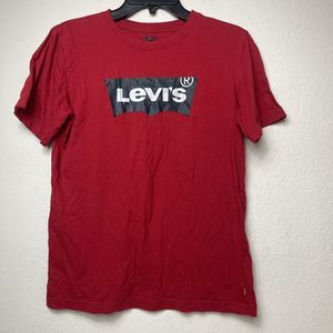 Levi's Boys T-Shirt XL 13-15 Red Shirt Crew Neck Pullover Logo Tee Casual